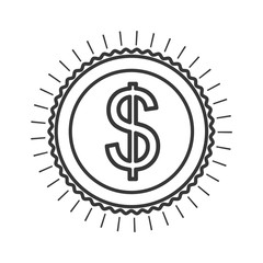 monochrome contour in currency symbol dollar vector illustration