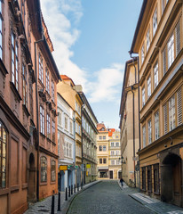 Fototapeta na wymiar View to the street in the old center of Prague