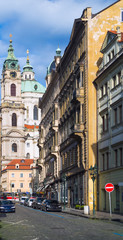 View to the street in the old center of Prague