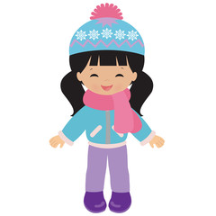 Winter girl vector cartoon illustration
