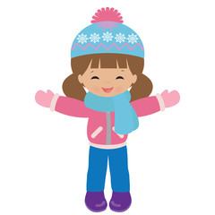 Winter girl vector cartoon illustration
