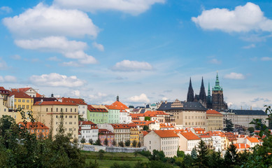 Prague Castle and Saint Vitus Cathedral, Czech Republic. Panoramic view