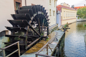 Historic water mill on Kampa Island in Prague