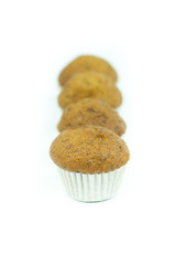Banana muffin cupcakes isolated on white background