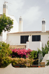 Sunny house blue sky outdoors background