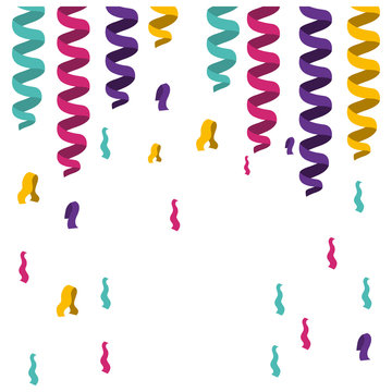 background with colorful confetti spiral model two vector illustration