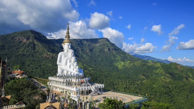 4k Time-lapse of Five Buddhas at Wat Phra Thad Pha Son Kaew Temple, Phetchabun, Thailand