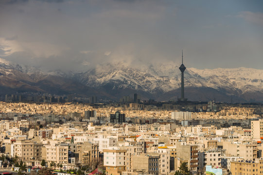 Tehran skyline of the city