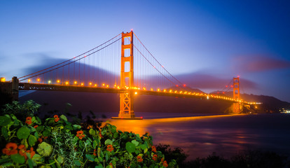 Golden Gate Bridge in San Francisco California after sunset