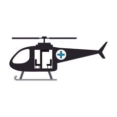 color silhouette with rescue helicopter vector illustration