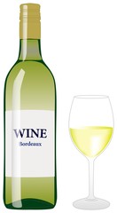 白ワインのボトルとグラス