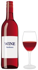 赤ワインのボトルとグラス