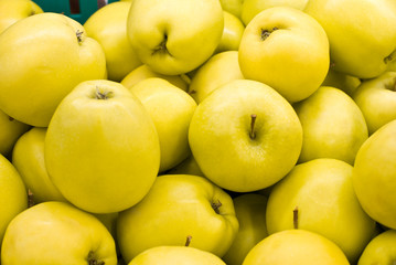 yellow apples. group. many