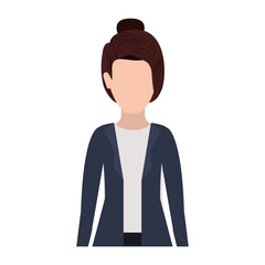 half body silhouette executive woman with collected hair vector illustration