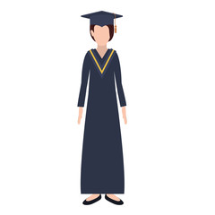 silhouette woman with graduation outfit vector illustration