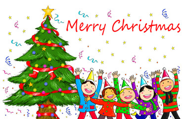 Obraz na płótnie Canvas People Christmas Tree Holiday Celebration