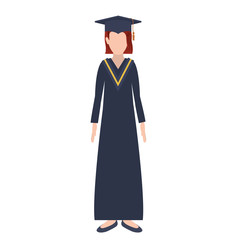 silhouette woman with graduation outfit and redhair vector illustration