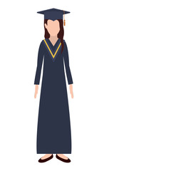 silhouette woman with graduation outfit and short brown hair vector illustration