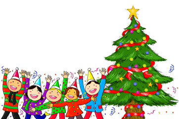 People Christmas Tree Holiday Celebration