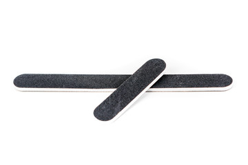 Large and small black emery boards isolated on white background