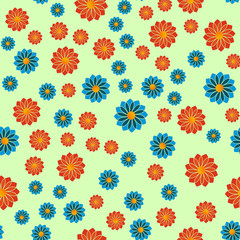 Seamless pattern with color flowers