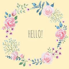 Watercolor floral vector wreath