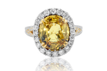anillo argolla en oro plata y platino con diamante amarillo y diamantes blancos, con citrino y...