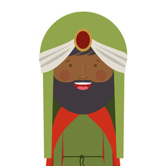 colorful arabic man half body with turban and beard vector illustration