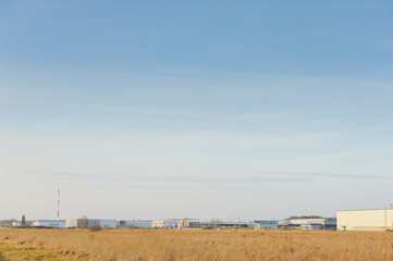Modern industrial building over blue sky
