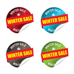 Fototapeta na wymiar Winter sale sticker, button, label and sign set .