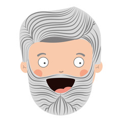 colorful old man head with beard and smiling face vector illustration