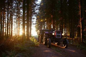 small tractor with trailer