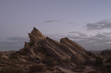 Vasquez Rocks Natural Area Park at twilight. This geological feature has been used in many movies and commercials.
