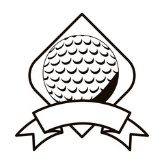 gray scale golf tournament emblem with ball vector illustration