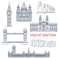 Attractions of Great Britain and Chile linear icon