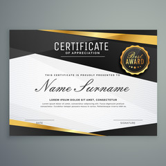 stylish certificate of appreciation award template in black and