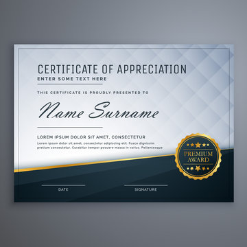 premium modern certificate of appreciation template design