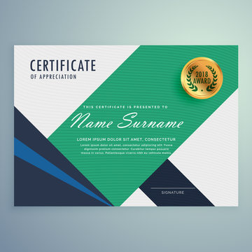 modern certificate of appreciation template with geometric shape