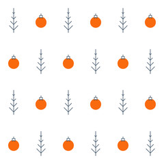 New Year and Christmas seamless pattern, linear vector