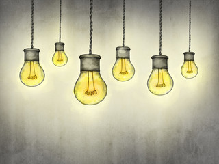 Fototapety  Świecące lampy wiszące w stylu industrialnym