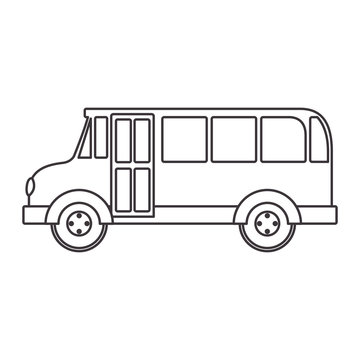 silhouette school bus with wheels vector illustration