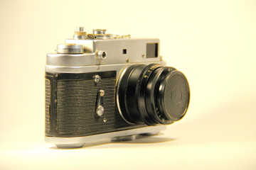 Old soviet photo camera. Vintage and retro style 
