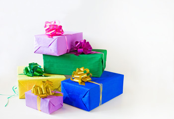 Fototapeta premium gifts christmas box on gray background
