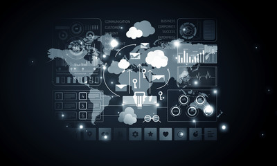 Network community background . Mixed media