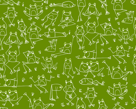 Funny frogs pattern, sketch for your design
