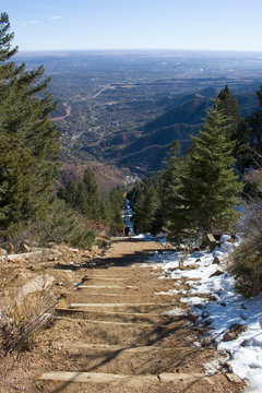 Manitou Springs Incline Trail In Wintertime