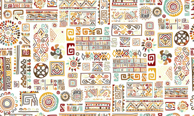 Ethnic handmade ornament, seamless pattern for your design - obrazy, fototapety, plakaty