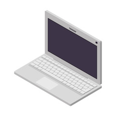 tech laptop screen with keyboard vector illustration