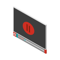 screen with pause icon and play button vector illustration