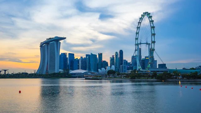 Timelapse of Singapore City Skyline by Marina Bay
